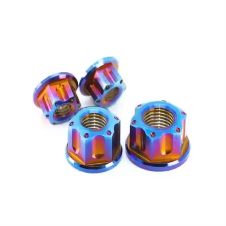 Titanium Anodized Serrated Hexagon Flange Nuts